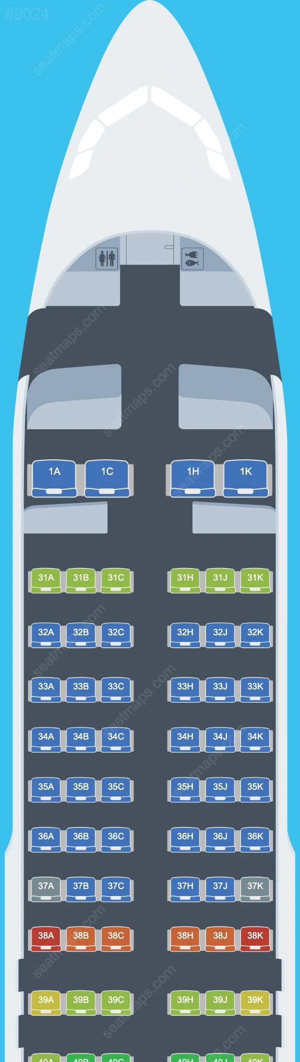 Схема салона China Southern в самолете Airbus A320 A320-200 V.7