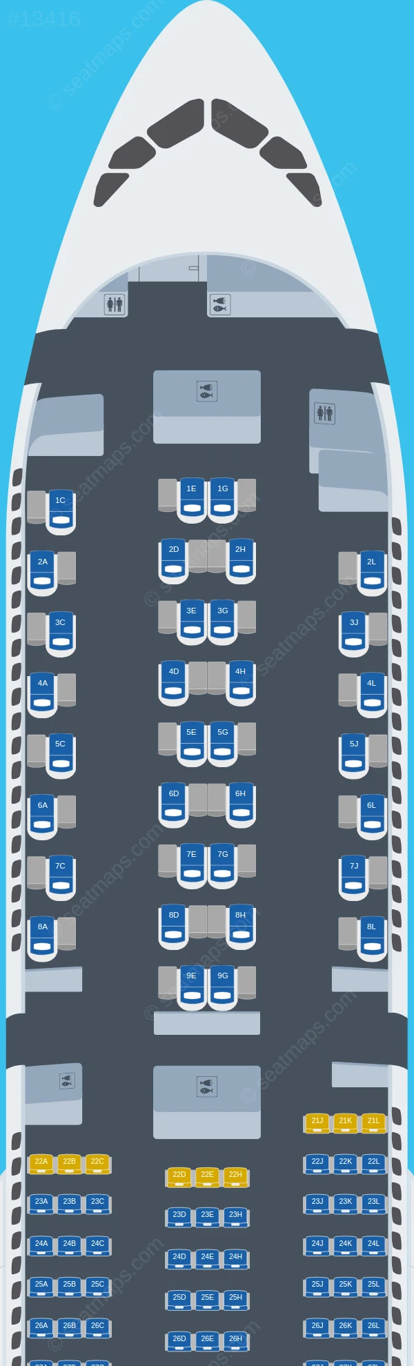 Iberia Airbus A350-900 V.3 seatmap preview