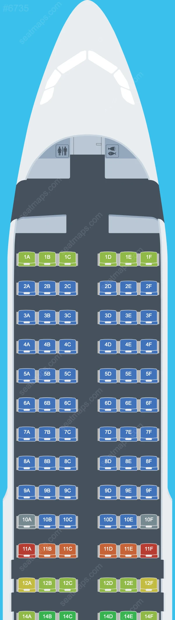 Схема салона Citilink в самолете Airbus A320 A320-200neo