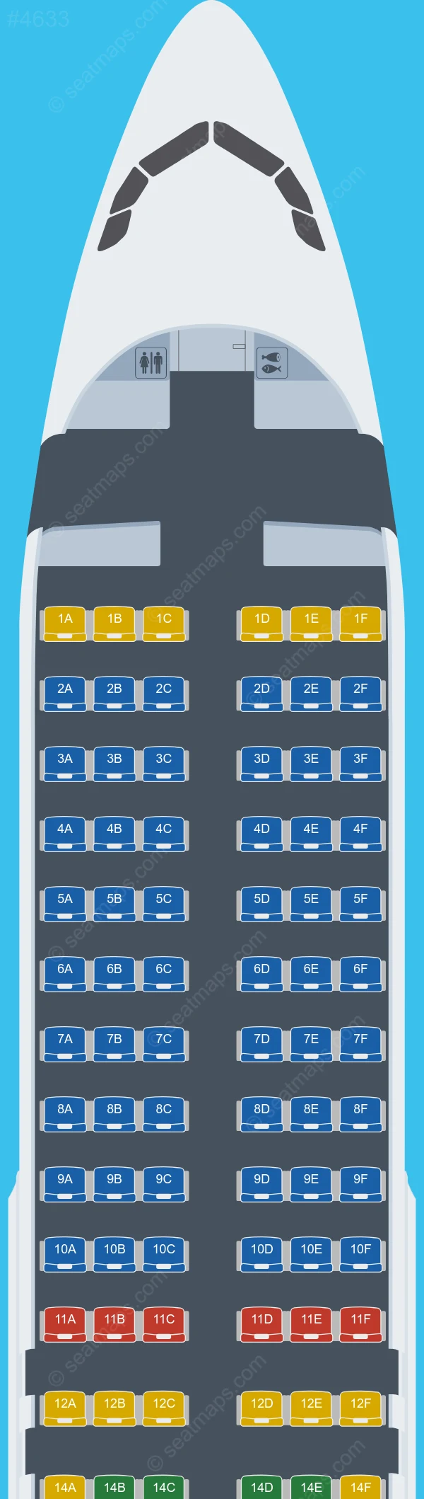 Israir Airbus A320 aircraft seat map  A320-200 V.2