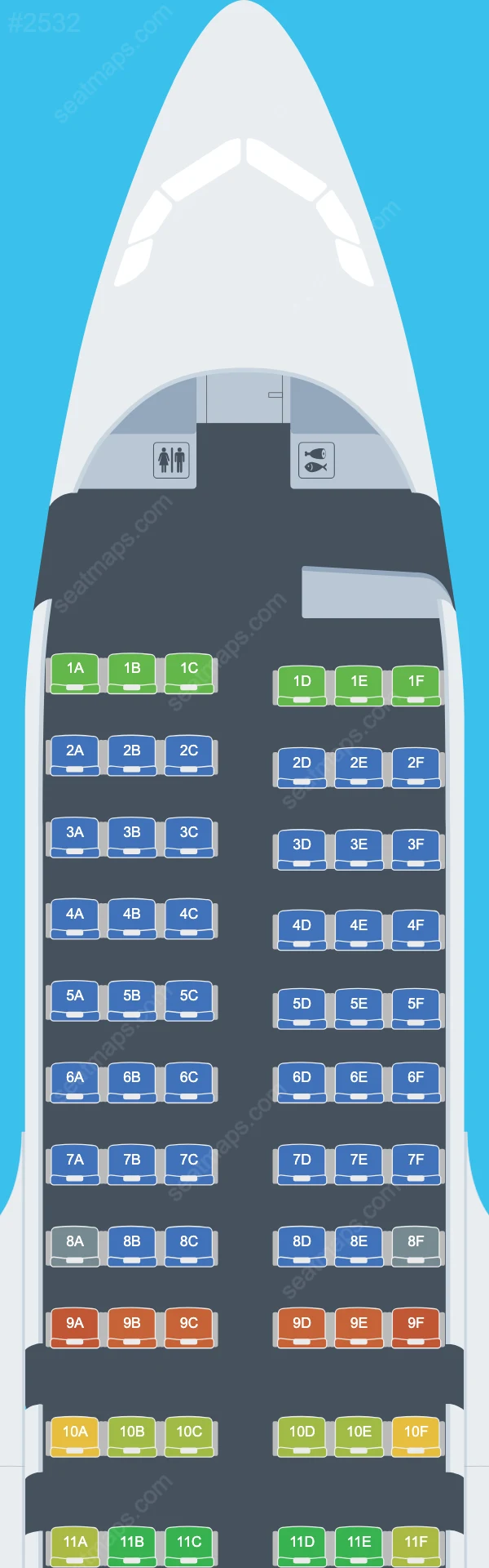 iFly Airlines Airbus A319 Seat Maps A319-100