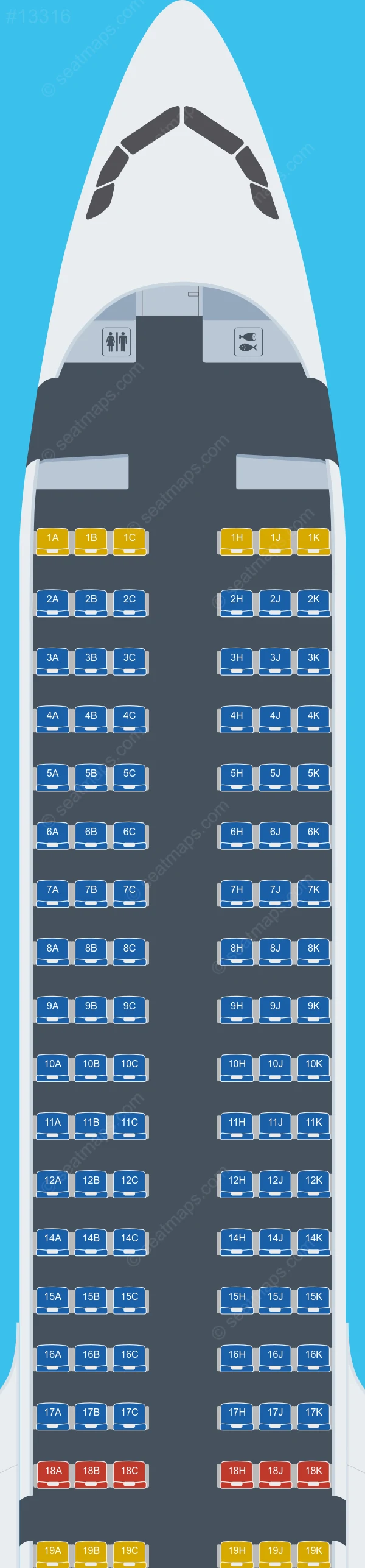 Sun PhuQuoc Airways Airbus A321neo V.3 seatmap preview