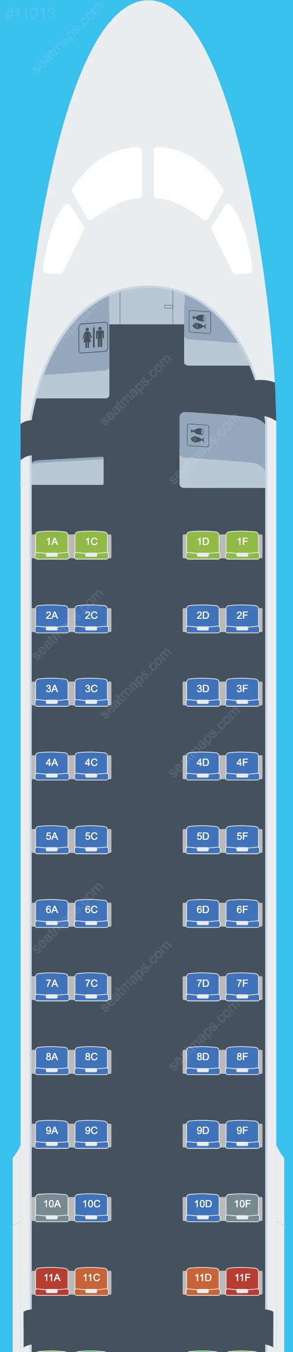 Breeze Airways Embraer E190 seatmap mobile preview