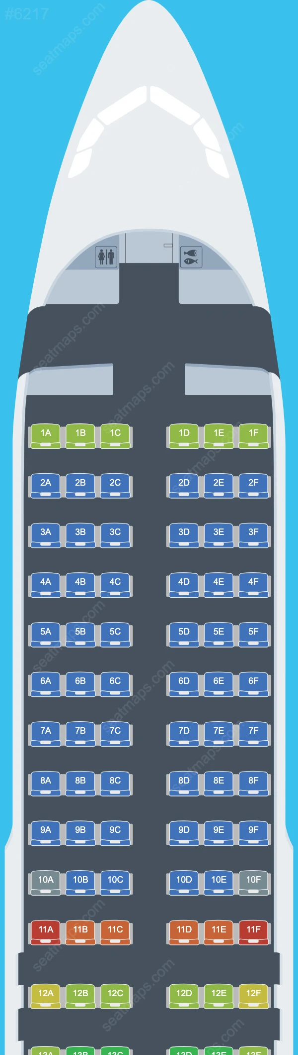 Tianjin Airlines Airbus A320-200 V.1 seatmap preview