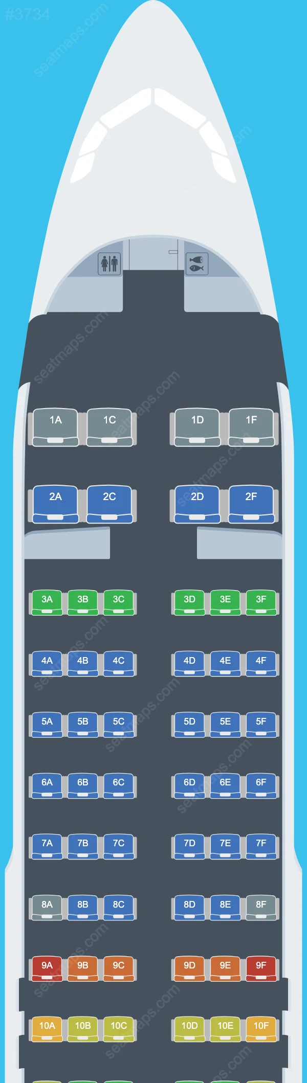 Схема салона Sichuan Airlines в самолете Airbus A320 A320-200 V.2