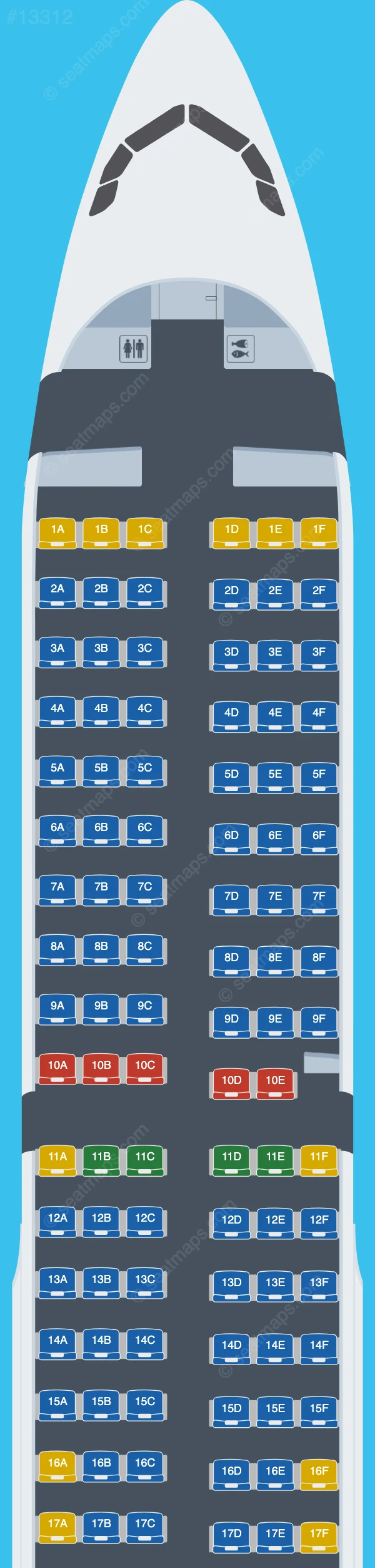 Sky Vision Airlines Airbus A321-200 seatmap preview