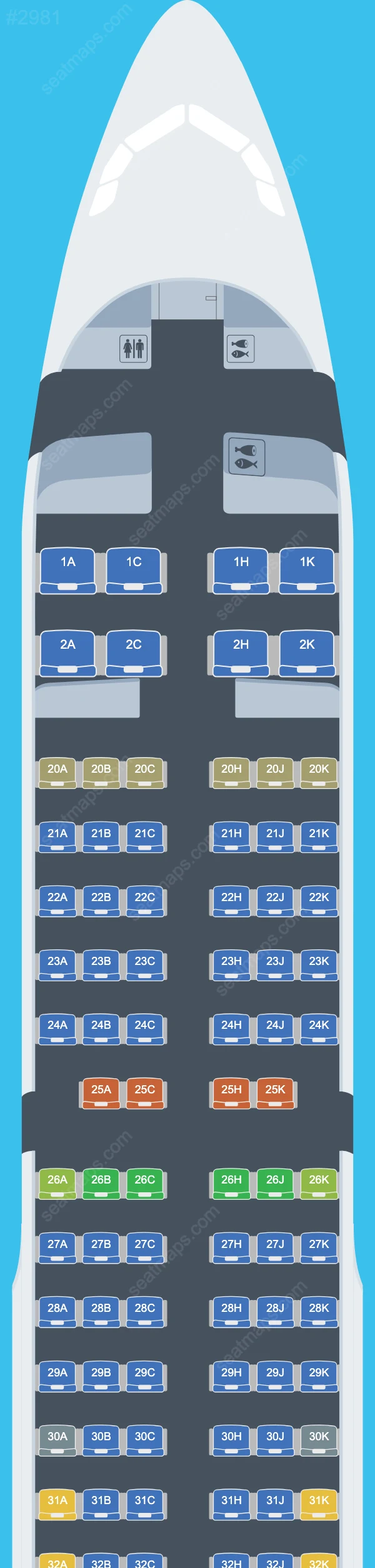 EVA Air Airbus A321 Seat Maps A321-200