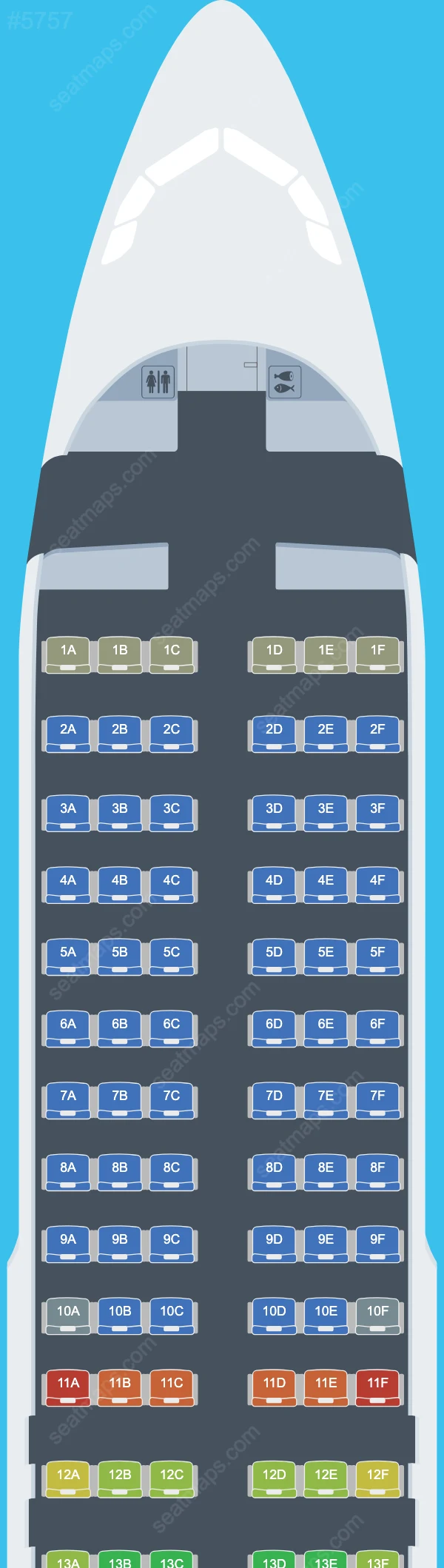 Frontier Airlines Airbus A320-200neo V.1 seatmap mobile preview