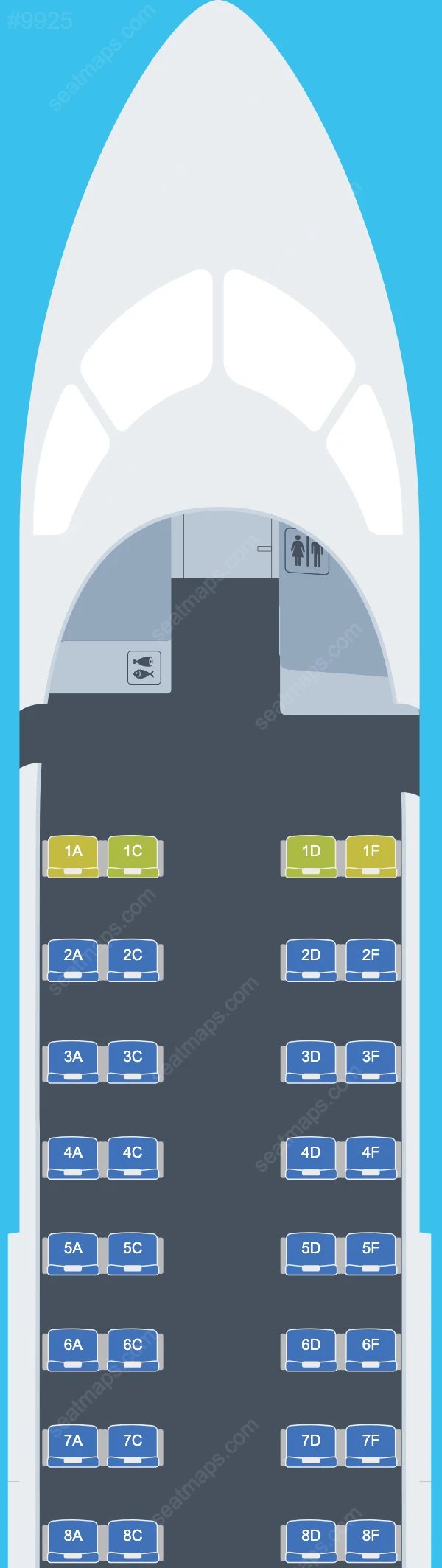 Aruba Airlines Bombardier Q300 Seat Maps Q300