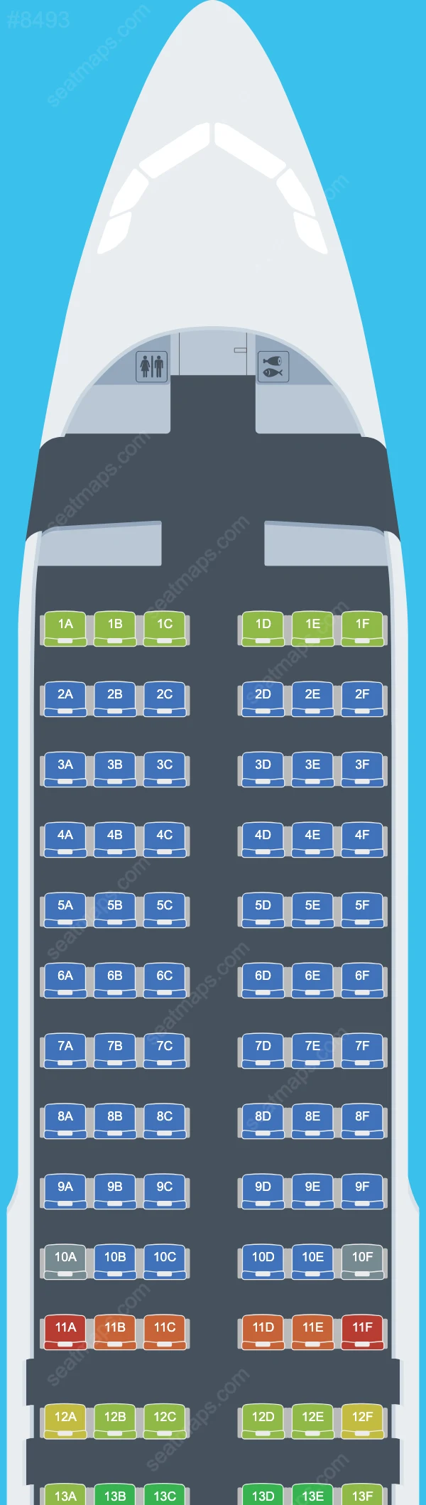 Схема салона easyJet Europe в самолете Airbus A320 A320-200 V.1