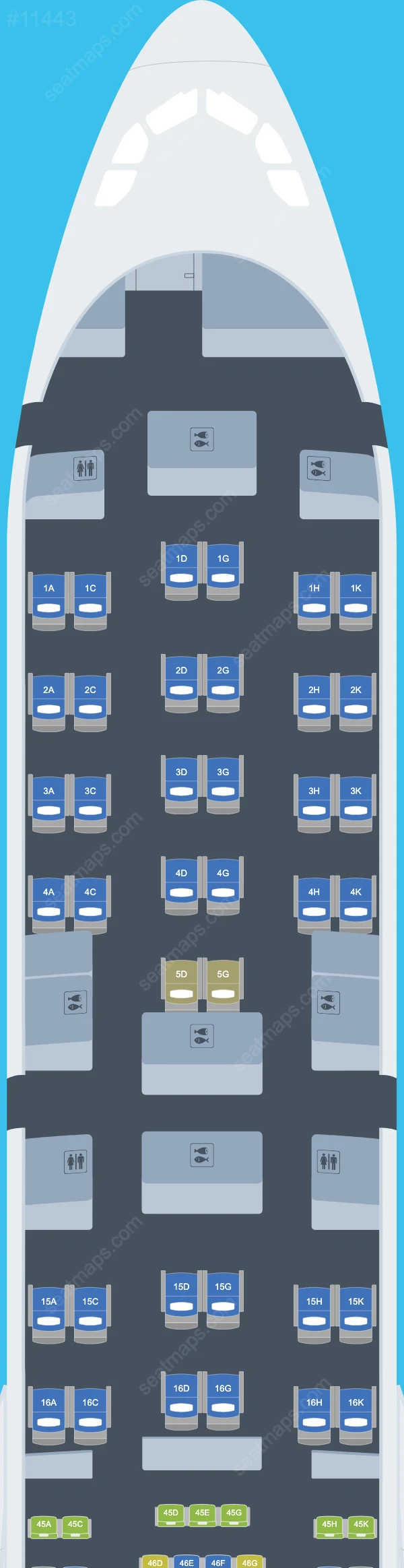 USC Airbus A340 aircraft seat map  A340-300