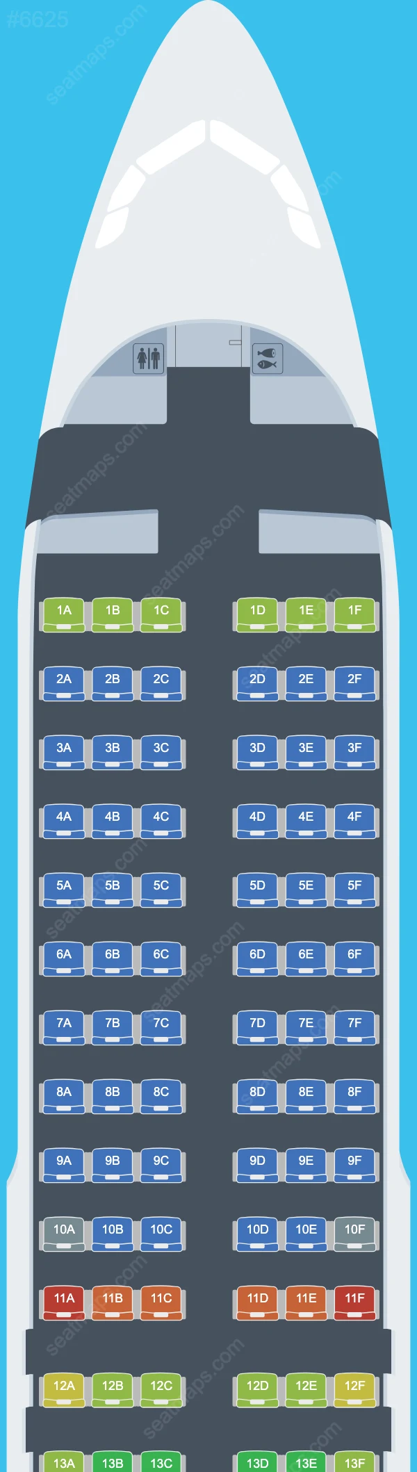 Схема салона easyJet Switzerland в самолете Airbus A320 A320-200