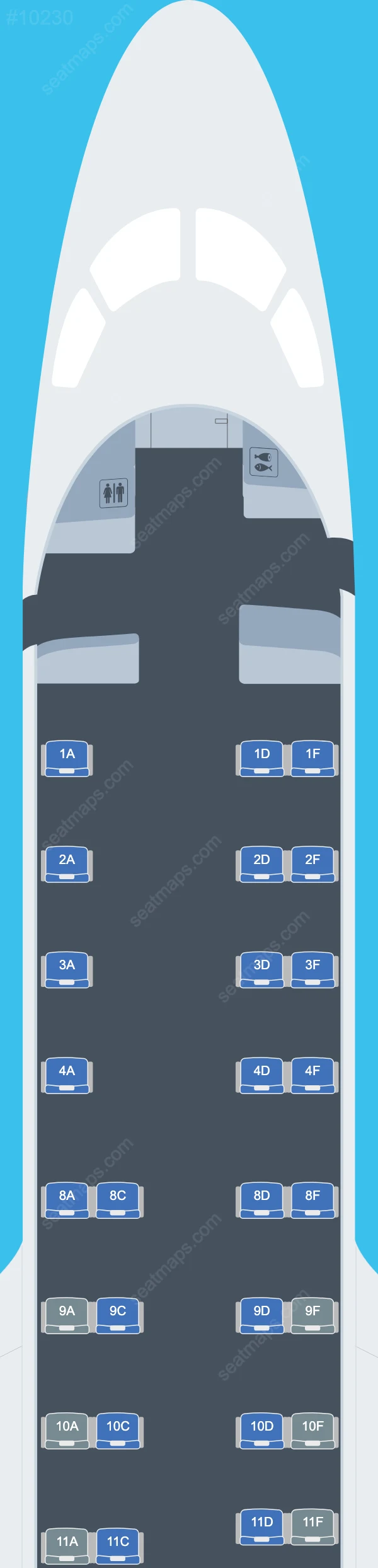 Схема салона Envoy Air в самолете Embraer E170 E170