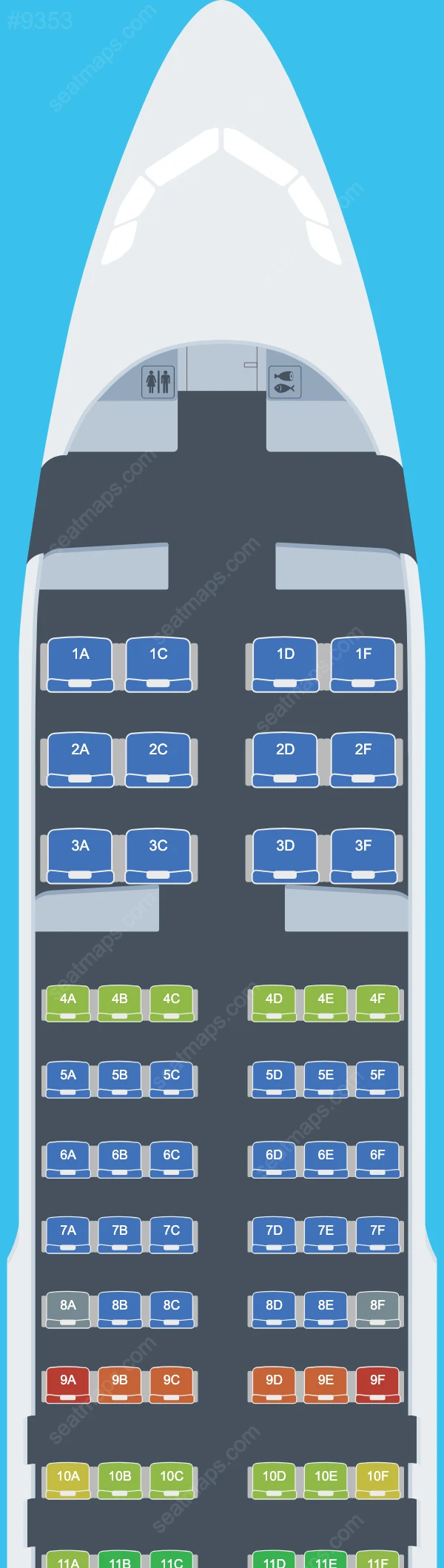 Ural Airlines Airbus A320 Seat Maps A320-200 V.2