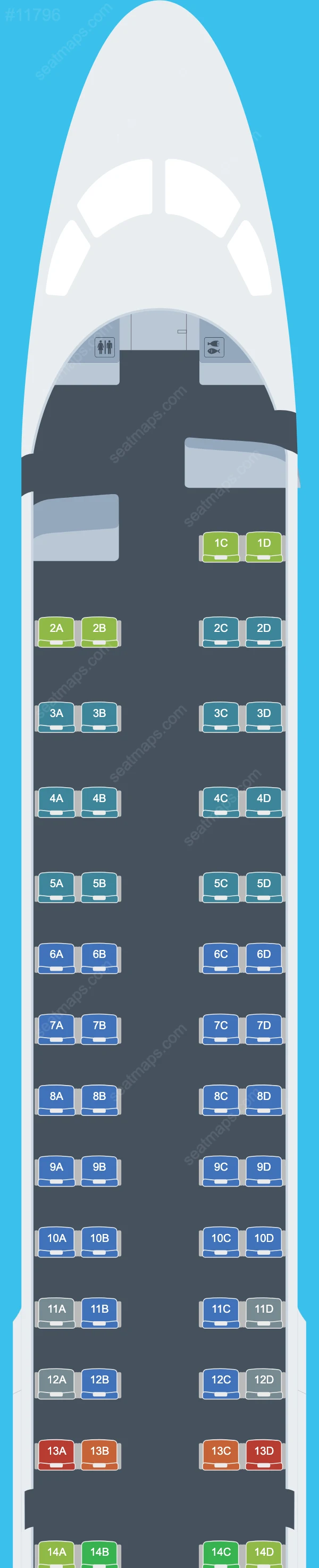 Plans des sièges de l'avion Embraer E195 de Lumiwings E195