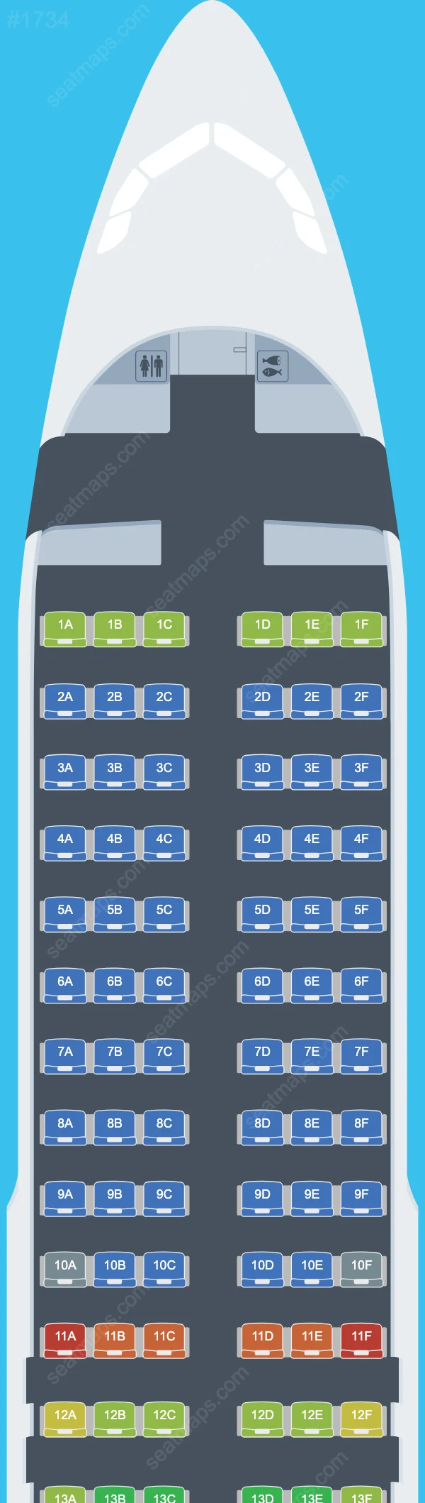 Схема салонов easyJet UK в самолетах Airbus A320 A320-200 V.2