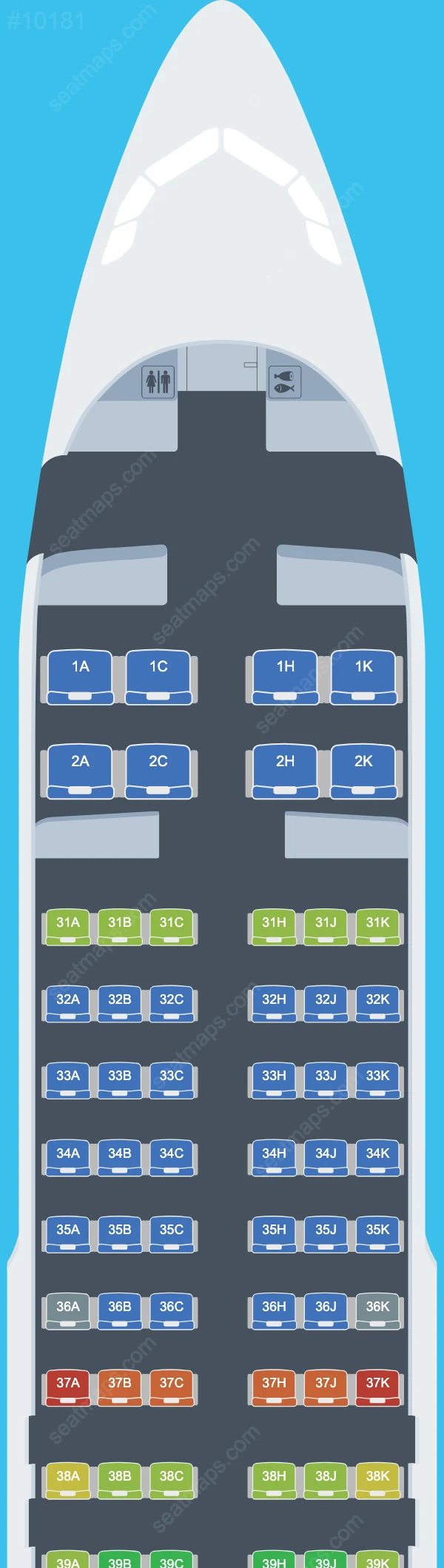 Juneyao Air Airbus A320-200neo seatmap preview