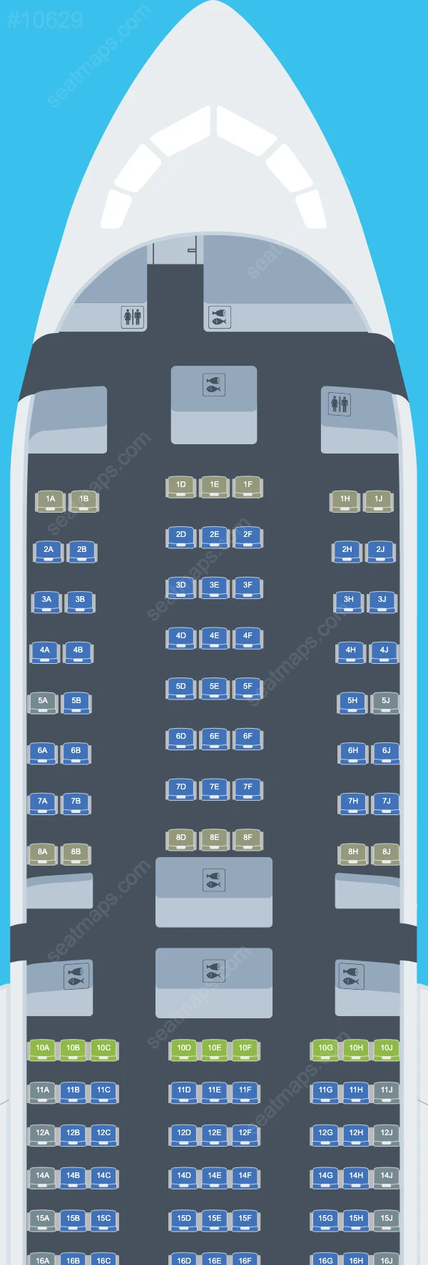 Схема салона Air Premia в самолете Boeing 787 787-9