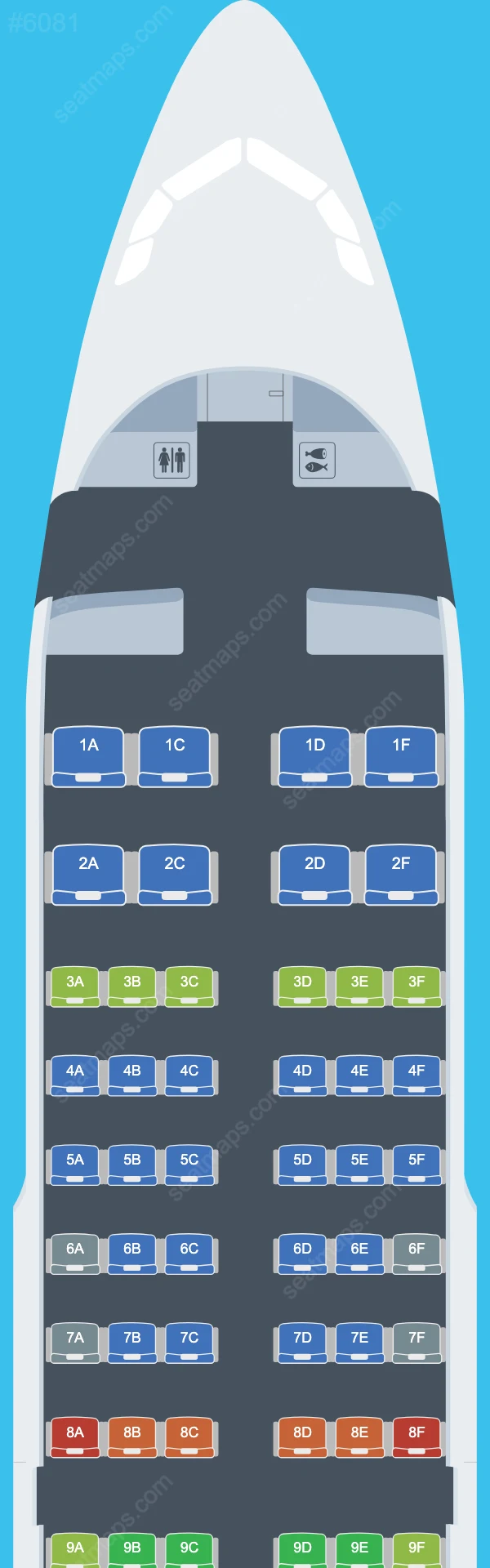 Схема салона Rossiya в самолете Airbus A319 A319-100