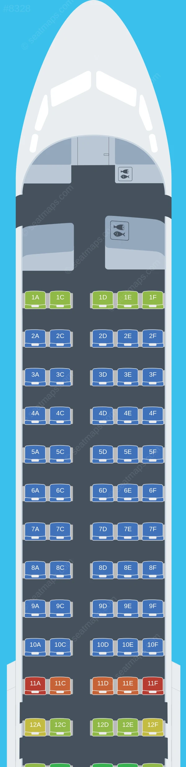 Skyward Express Fokker 100 seatmap preview