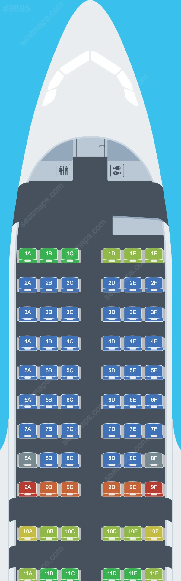 Схема салона Hi Fly в самолете Airbus A319 A319-100 V.2