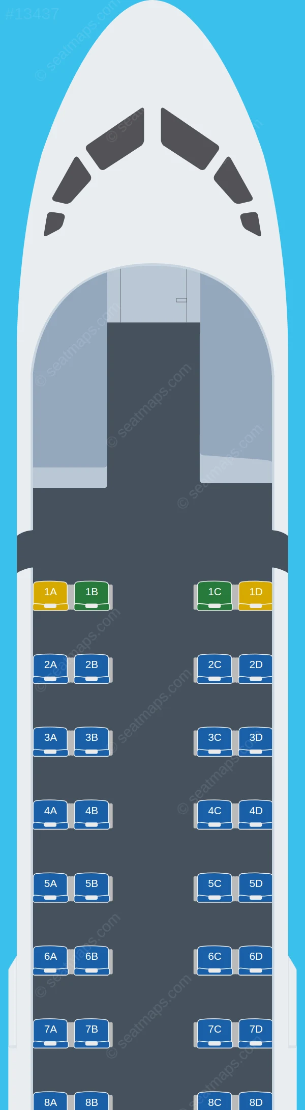 Rise Air ATR 72-600 seatmap preview