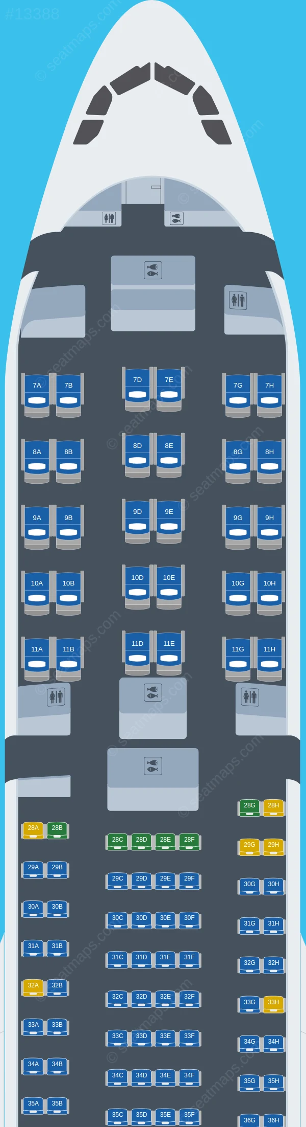 Asiana Airlines Airbus A330-300 V.1 new seatmap mobile preview