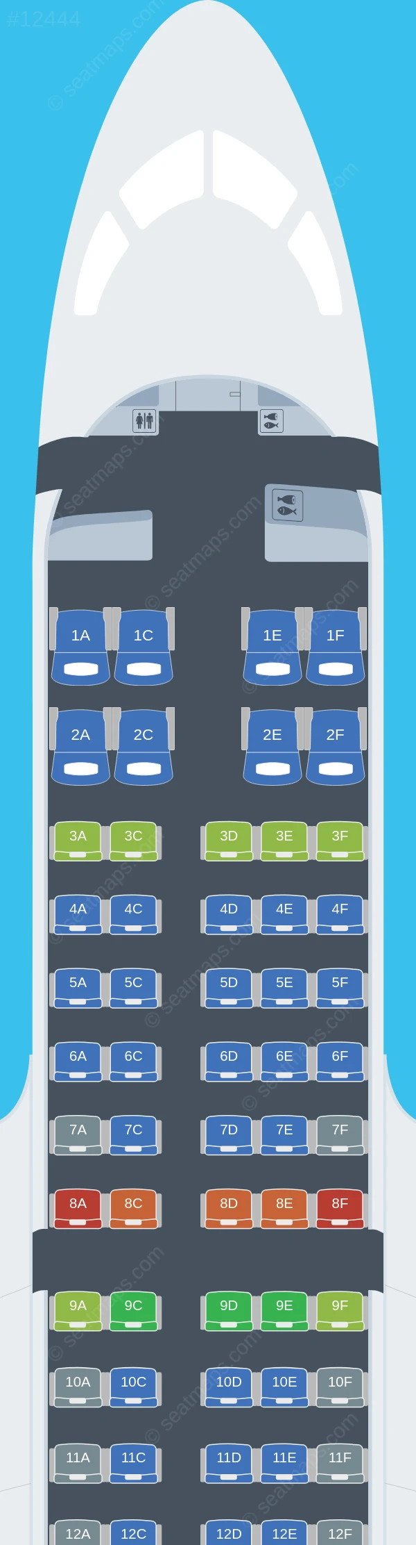 Bulgaria Air Airbus A220-100 seatmap preview