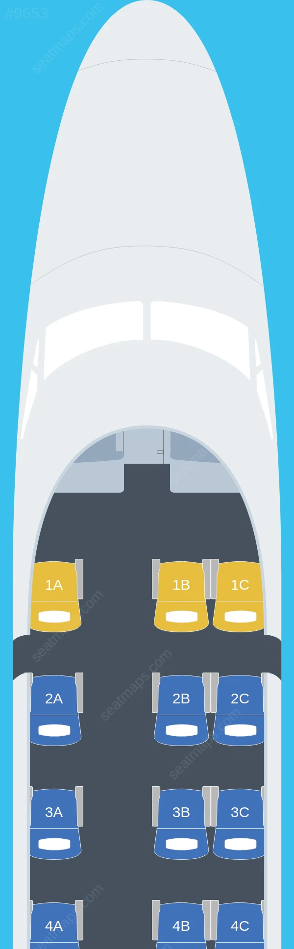 Plans des sièges de l'avion De Havilland DHC-6 Twin Otter de Air Seychelles DHC-6 Twin Otter