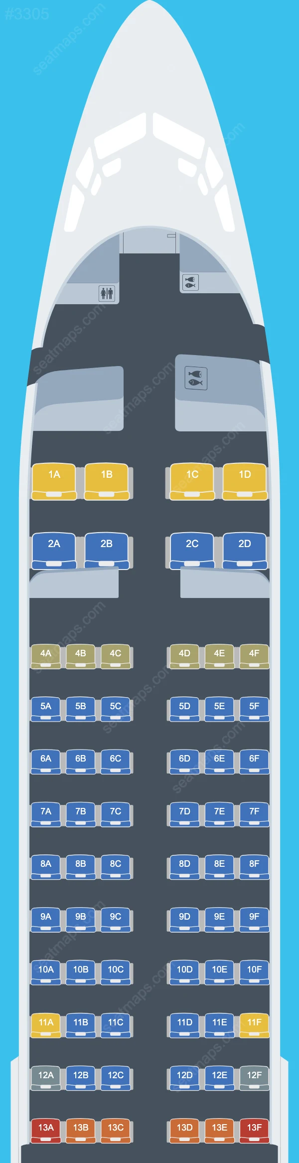 Схема салона Okay Airways в самолете Boeing 737 737-800 V.2
