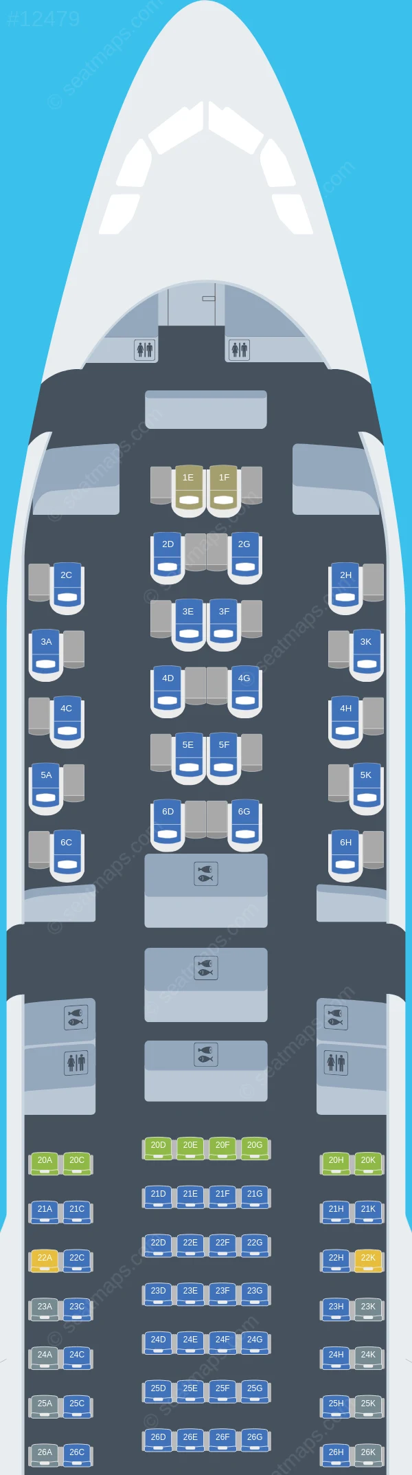 Azul Brazilian Airlines Airbus A330-200 V.3 seatmap preview