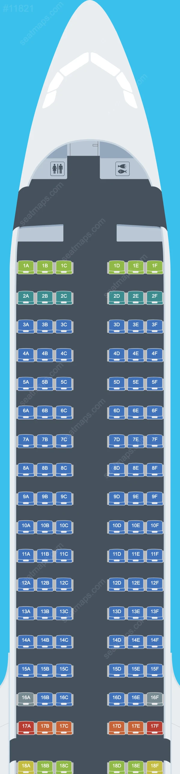 AJet Airbus A321neo aircraft seat map  A321neo V.1