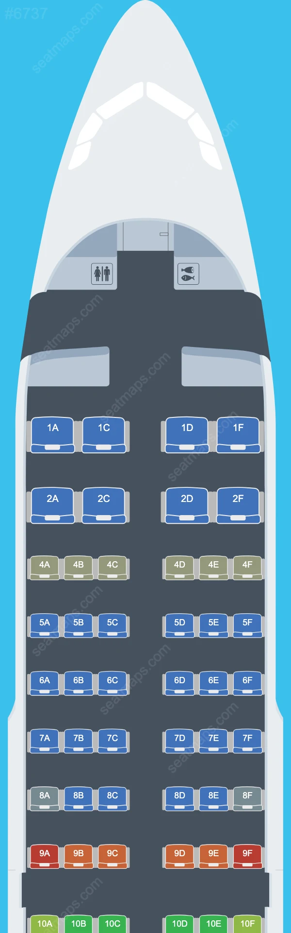 Схема салона Myanmar Airways International в самолете Airbus A319 A319-100 V.1
