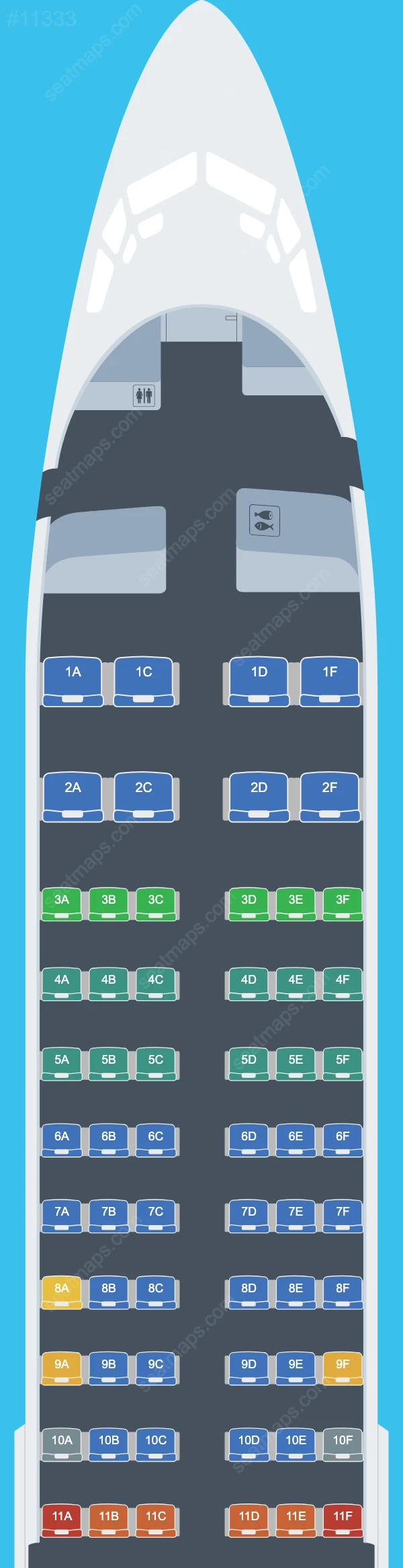 Plans des sièges de l'avion Boeing 737-800 de Virgin Australia 737-800 V.2