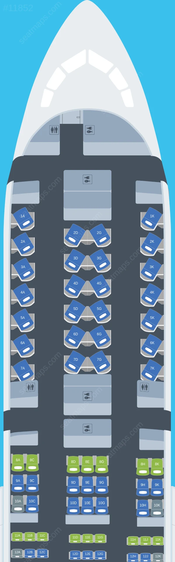 Plans des sièges de l'avion Boeing 787-9 de Austrian Airlines 787-9