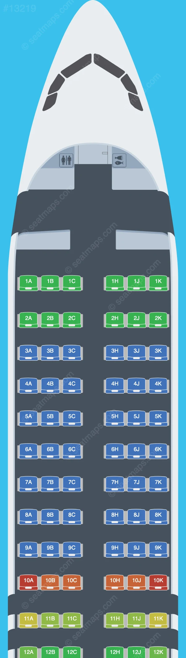 Sun PhuQuoc Airways Airbus A320neo seatmap preview