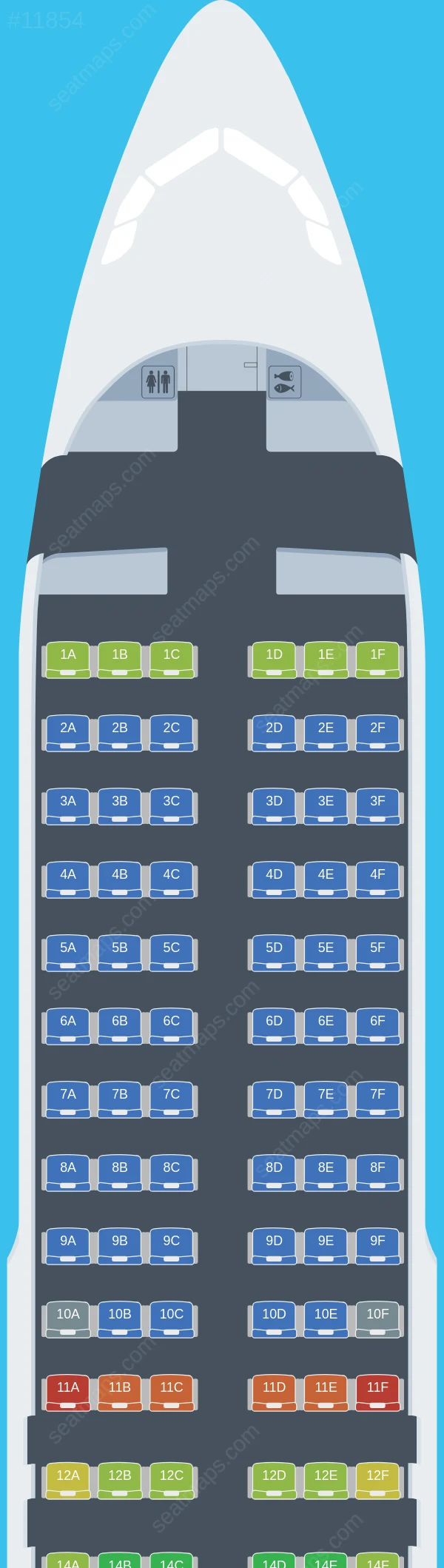 Plans des sièges de l'avion Airbus A320 de AirAsia Cambodia A320-200
