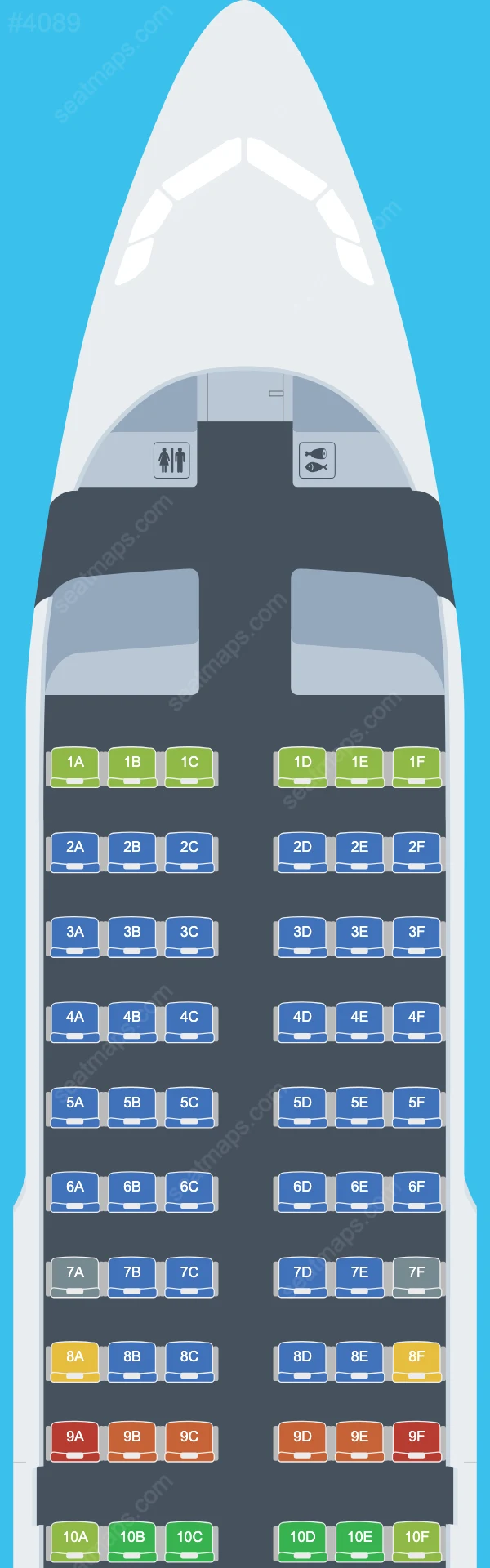 Схема салона Croatia Airlines в самолете Airbus A319 A319-100