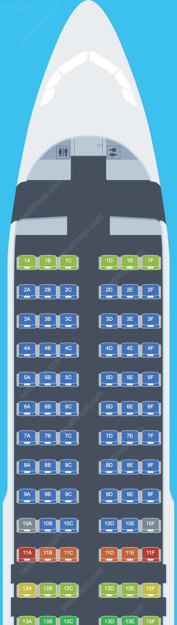 Plans des sièges de l'avion Airbus A320 de Valletta Airlines A320-200