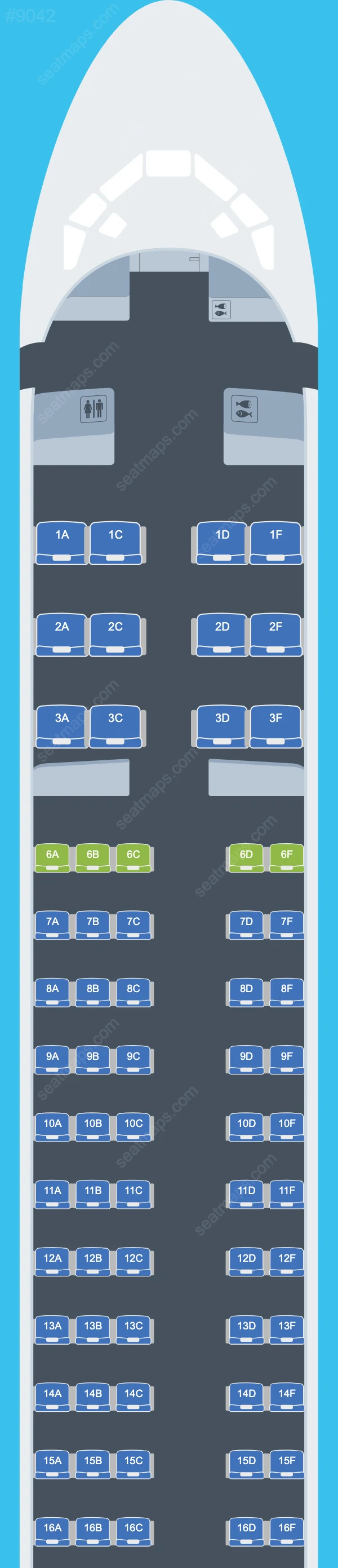 Plans des sièges de l'avion McDonnell Douglas MD-80 de Dana Air MD-83