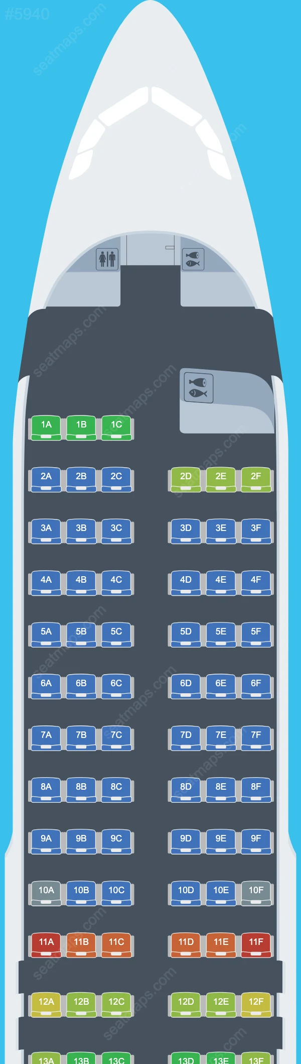 Схема салона British Airways в самолете Airbus A320 A320-200 V.2