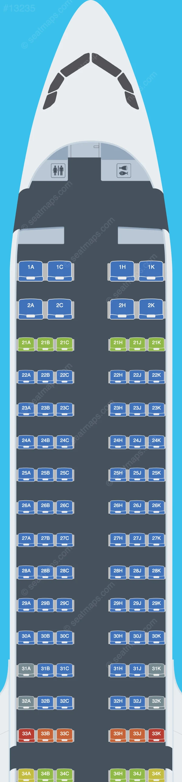 Sun PhuQuoc Airways Airbus A321neo V.2 seatmap preview
