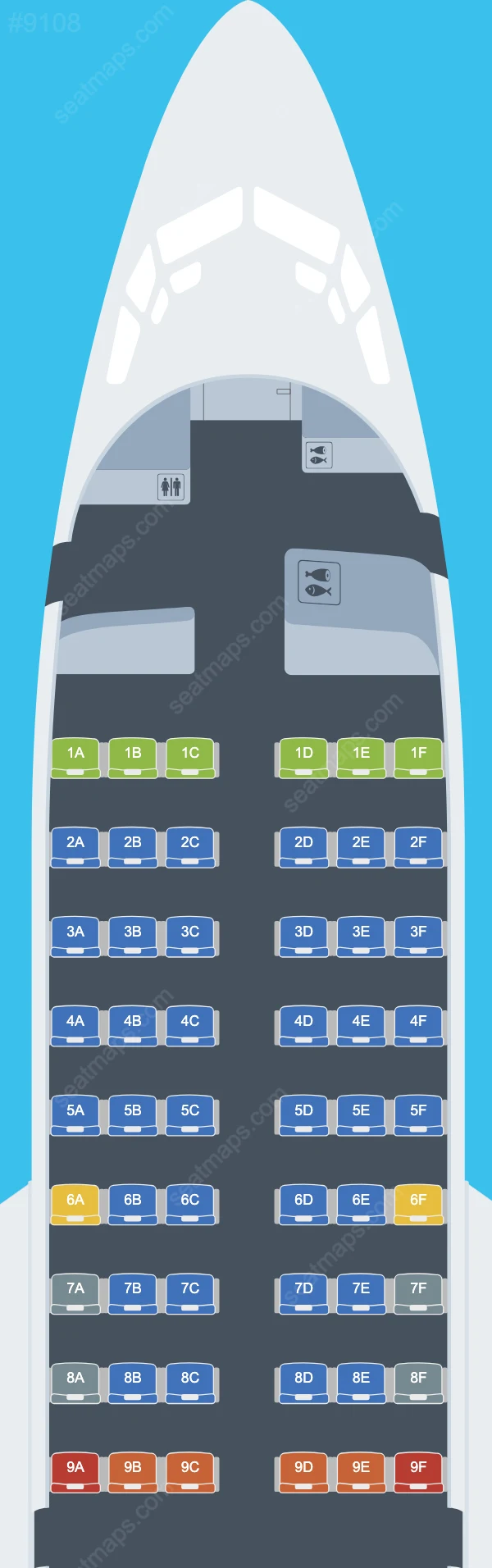 Схема салона Bahamasair в самолете Boeing 737 737-500