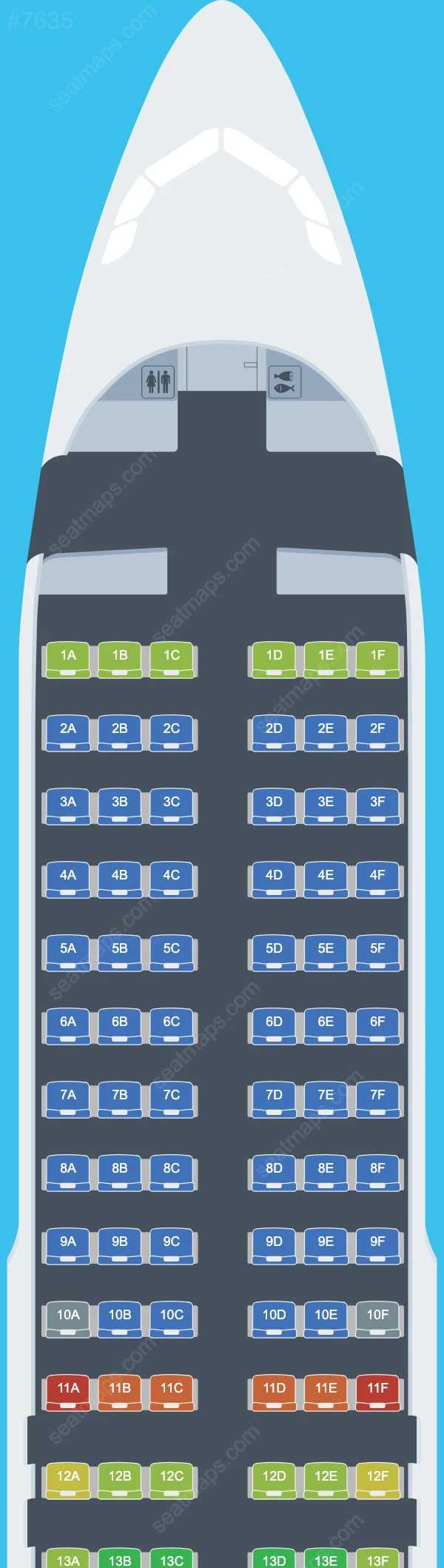 Схема салонов GX Airlines в самолетах Airbus A320 A320-200