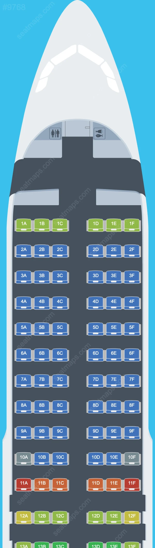 China Express Airlines Airbus A320-200 V.1 seatmap preview
