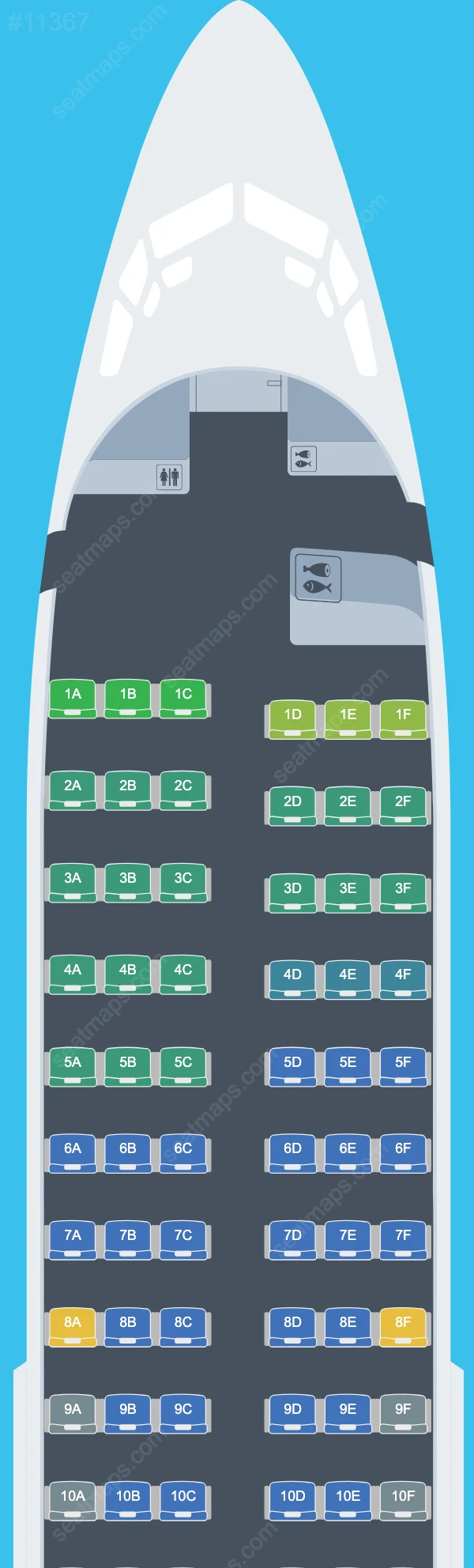 Схема салона Avelo Airlines в самолете Boeing 737 737-700 V.1
