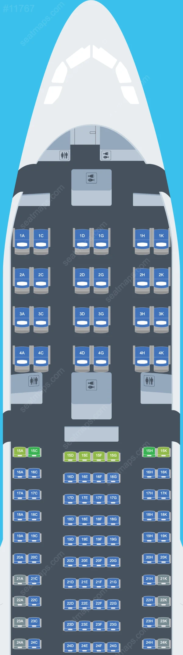 Схема салонов Hi Fly Malta в самолетах Airbus A330-200 A330-200 V.4