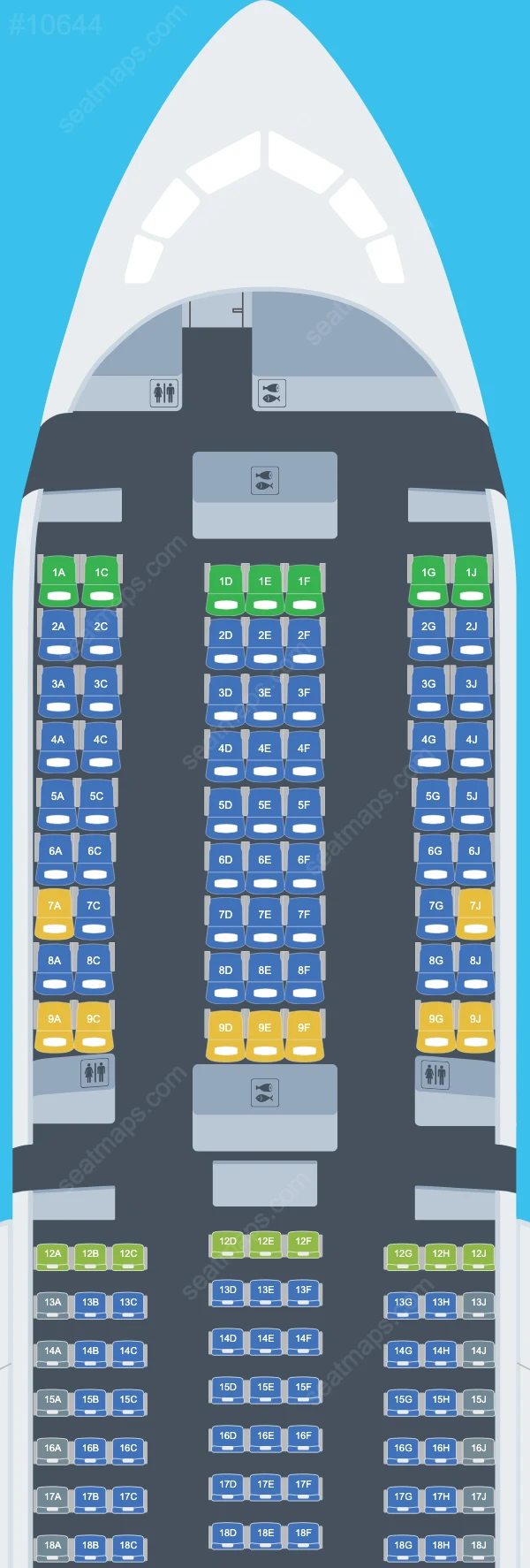 Схема салонов TUI fly Nordic в самолетах Boeing 787-9 787-9