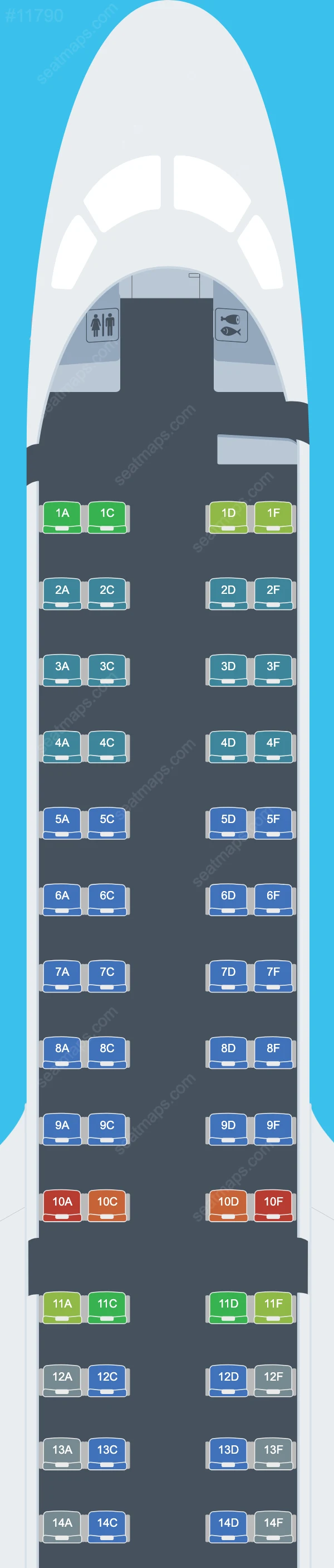 Схема салонов Scoot в самолетах Embraer E190-E2 E190 E2