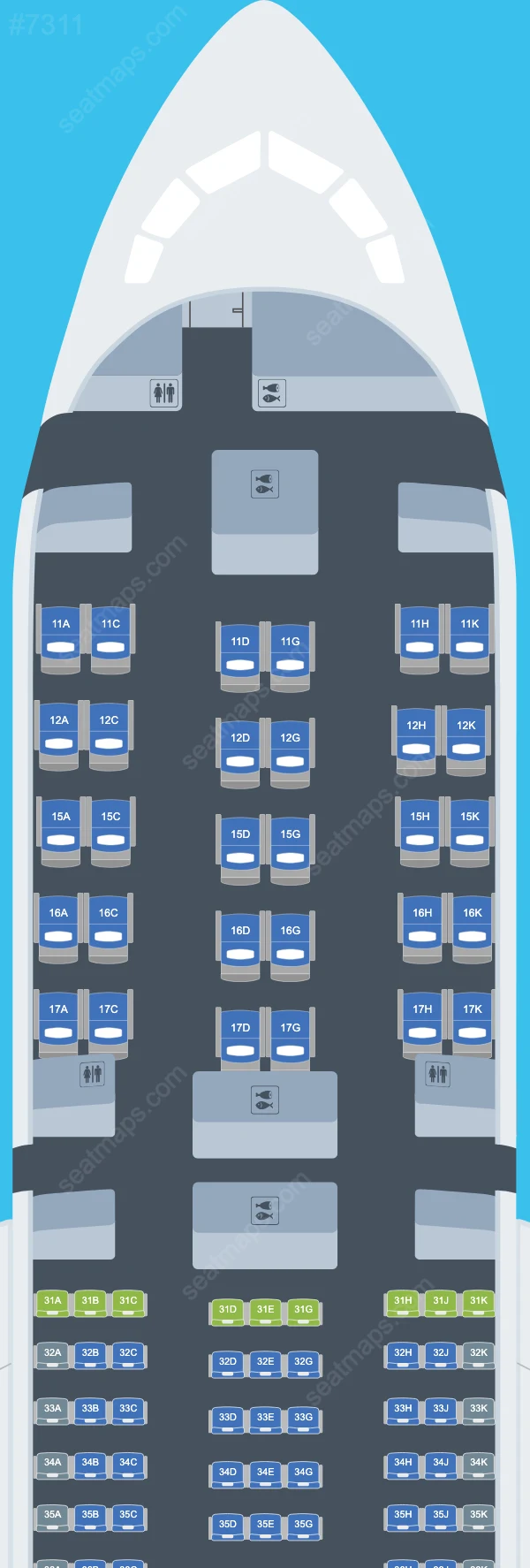 Hainan Airlines Boeing 787-9 seatmap mobile preview